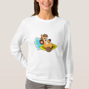 T-shirt Cheval comme Surfer avec Surfboard