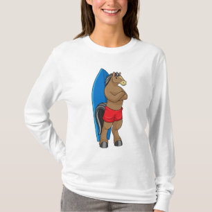 T-shirt Cheval comme Surfer avec Surfboard