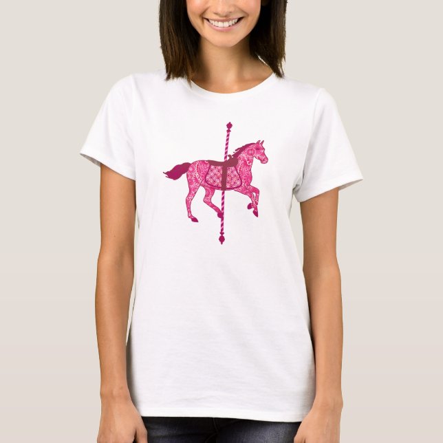 T-shirt Cheval de carrousel - Fuchsia rose (Devant)