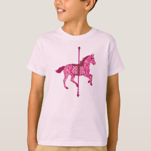 T-shirt Cheval de carrousel - Rose fuchsia