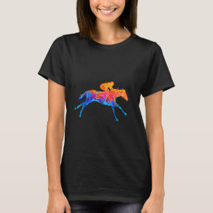 T-shirt Cheval de course avec aquarelles de jockey. Sport