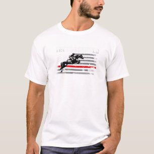 T-shirt Cheval de course Thoroughbred Drapeau Américain T