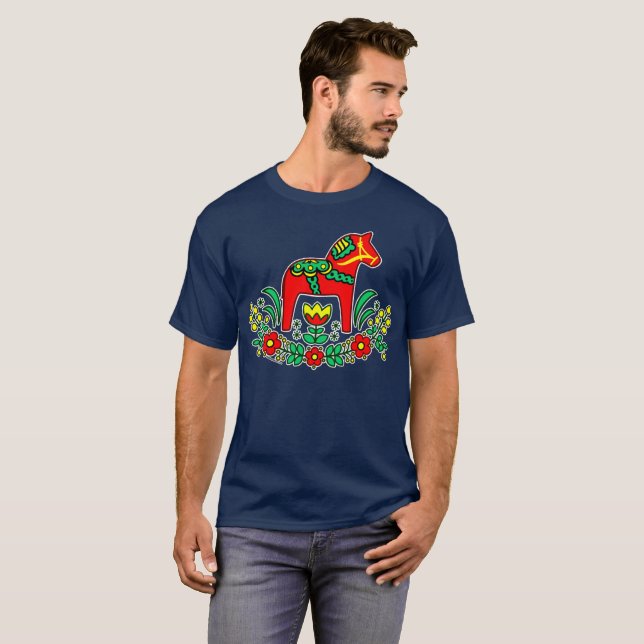 T-shirt Cheval de Dala de Suédois (Devant entier)