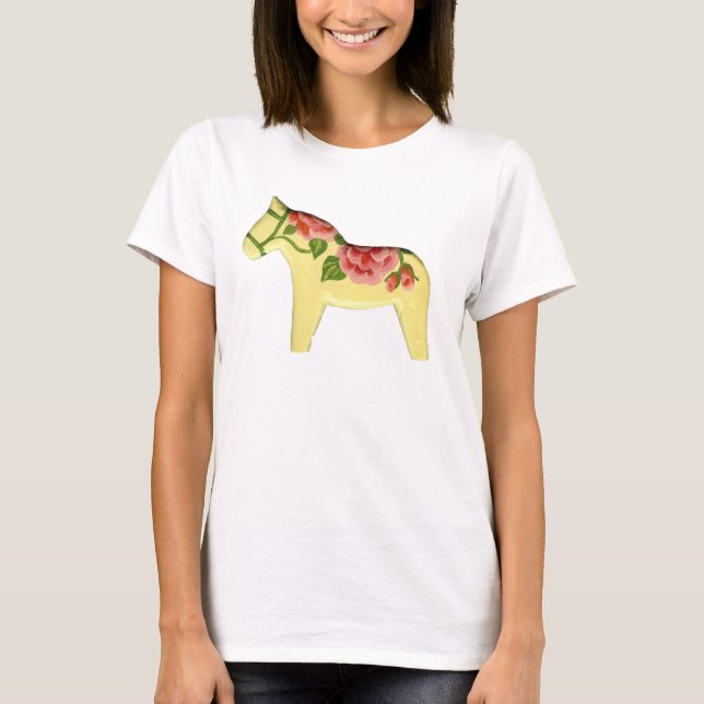 T-shirt Cheval de dala rose (Devant)