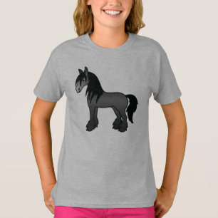 T-shirt Cheval de dessin animé Black Gypsy Vanner Clydesda