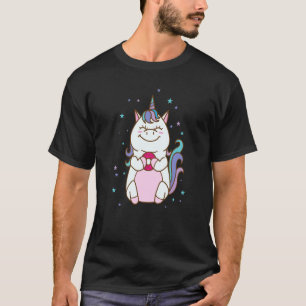 T-shirt Cheval de fantaisie Licorne mangeant un Beignet