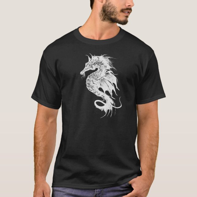 T-shirt Cheval de mer en colère en blanc Choisissez votre  (Devant)