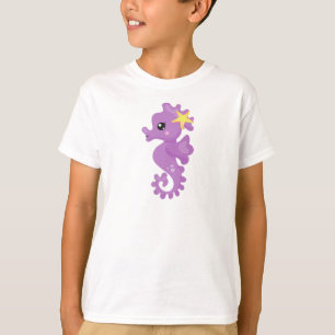 T-shirt Cheval de mer mignon, Hippocampe mauve, Amidon, Co