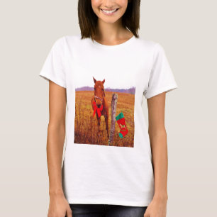 T-shirt Cheval de Noël avec arc & bas