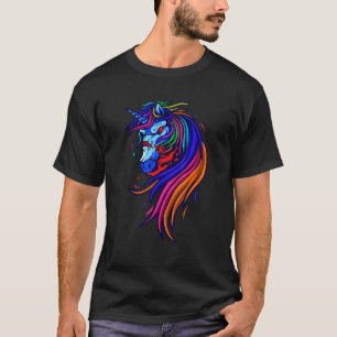 T-shirt Cheval de Rage Horreur Halloween Coloré Art Animal