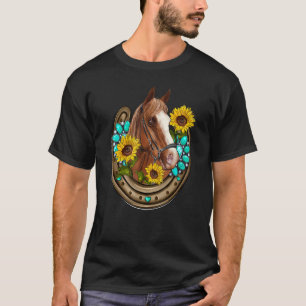 T-shirt Cheval de rodéo de fer à cheval occidental Cowgirl