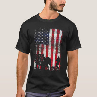 T-shirt Cheval de trait drapeau américain patriotique ferm