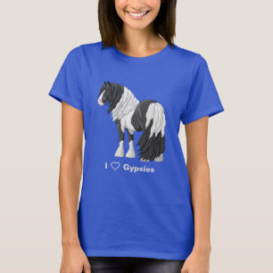 T-shirt Cheval d'équipage du Pinto noir Piebald Gypsy Vann