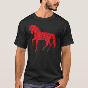 T-shirt Cheval Derby Équestre Jockey Cœur Rouge & Noir