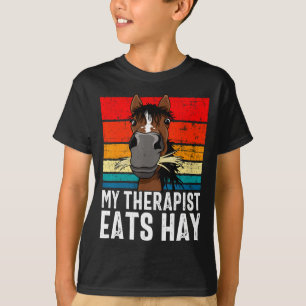 T-shirt Cheval Drôle Mon Therast Mange du Foins Tee Hor 