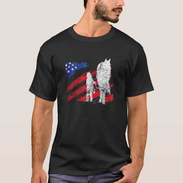 T-shirt Cheval du drapeau américain (Devant)