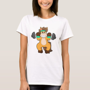 T-shirt Cheval en Bodybuilder avec Barbell