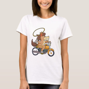 T-shirt Cheval en Cowboy avec Lasso & Motorcycle