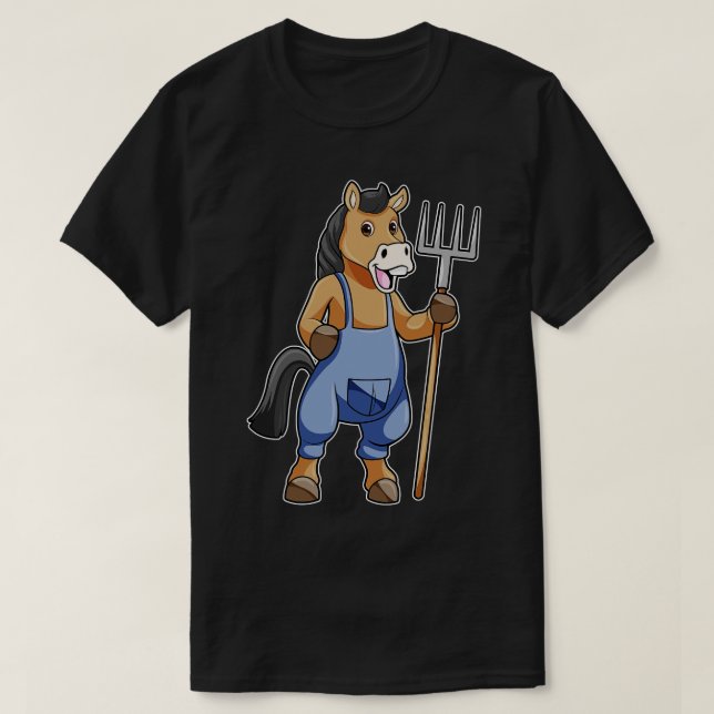T-shirt Cheval en fermier avec Rake (Design devant)