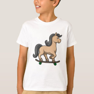 T-shirt Cheval en Patinage avec Skateboard