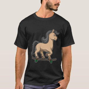 T-shirt Cheval en Patinage avec Skateboard