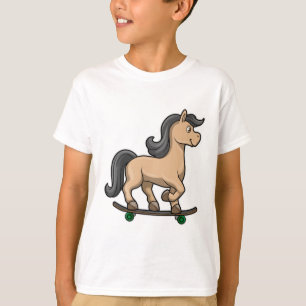 T-shirt Cheval en Patinage avec Skateboard