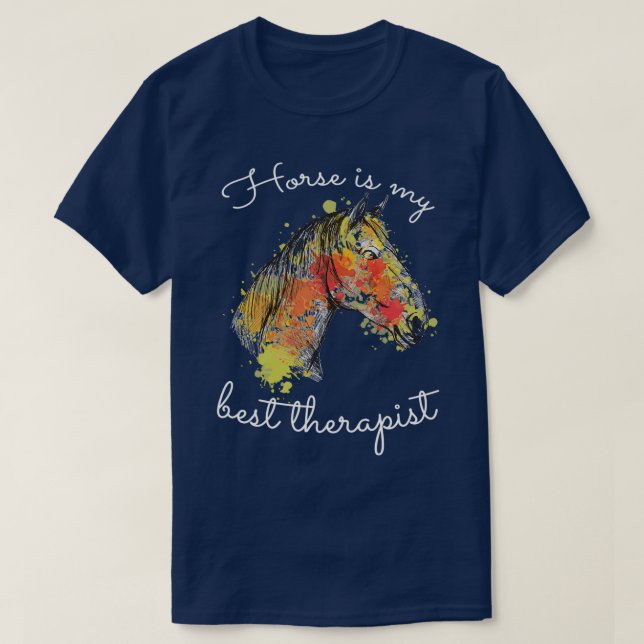 T-shirt Cheval est mon meilleur thérapeute ShortSleeve Uni (Design devant)