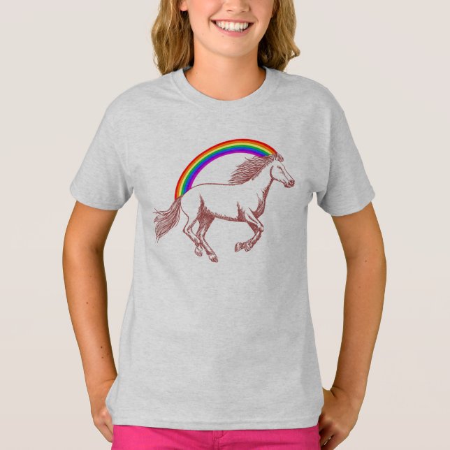 T-shirt Cheval et arc-en-ciel (Devant)