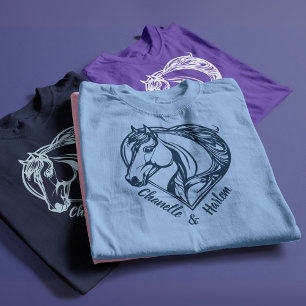 T-shirt Cheval et cavalier personnalisé avec nom