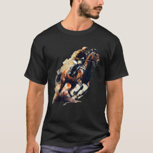T-shirt Cheval et Jockey de course Blaze Brun