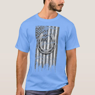 T-shirt Cheval-fer Cheval Lover Cadeau US Drapeau Lucky Ho