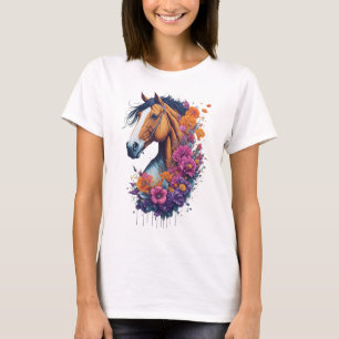 T-shirt Cheval Fleur Printemps Nature Cheval Amateurs Pour