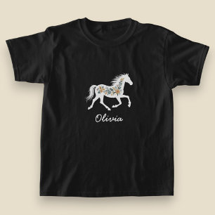 T-shirt Cheval Fleur Sauvage avec Votre Nom Country Wester