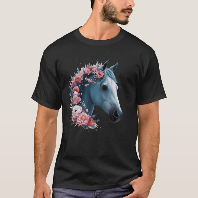 T-shirt Cheval Fleurs ami (Devant)