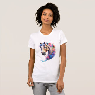 T-shirt Cheval Floral Cheval Élégant Graphique