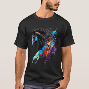 T-shirt Cheval frison tache de peinture Cheval exotique É