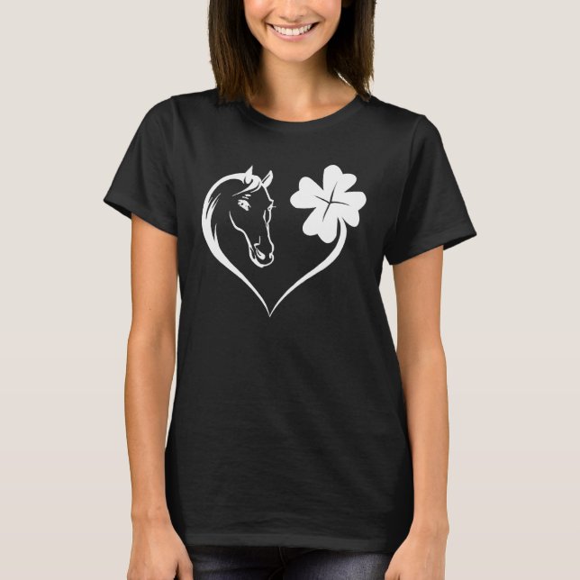T-shirt Cheval Heart & Leaf Irlandais St Patrick Day Horse (Devant)