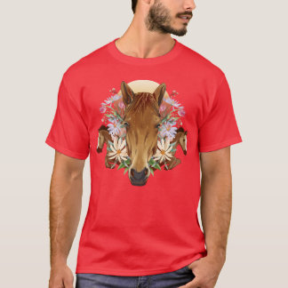 T-shirt Cheval Horses fleur sauvage belle Cheval Chevaux f