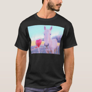 T-shirt Cheval jaune et Coeur rouge