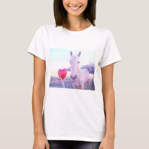 T-shirt Cheval jaune et Coeur rouge