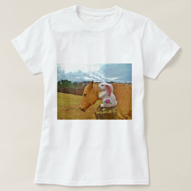 T-shirt Cheval Jaune, Lapin De Printemps (Design devant)