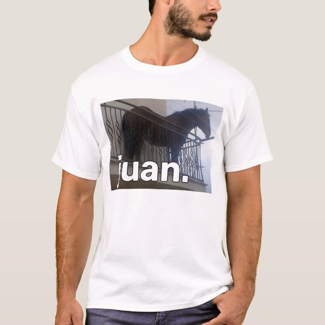 T-shirt Cheval Juan Meme sur Balcon (Devant)