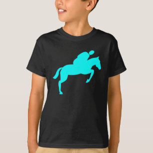 T-shirt Cheval Jumping - Cyan