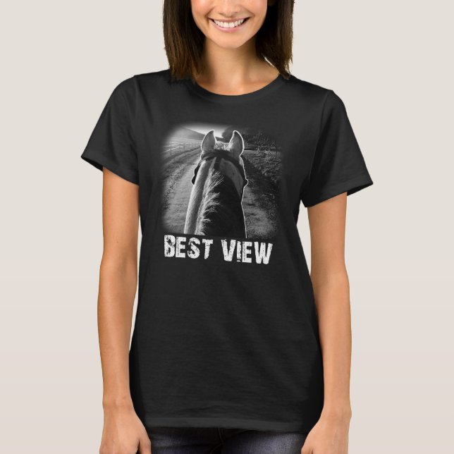 T-shirt Cheval Meilleure Vue De Cheval Retour Idées Cadeau (Devant)