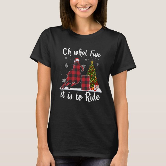 T-shirt Cheval Noël Oh Quel Amusant Barrel Racing Equestri (Devant)
