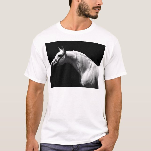 T-shirt Cheval noir et blanc (Devant)