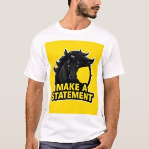 T-shirt Cheval Noir Gras avec Texte Motivationnel