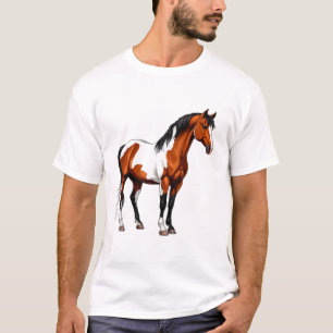 T-shirt Cheval Paintball Bold Debout Dans Un Champ Herbeux