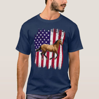 T-shirt Cheval Patriotique Cheval Américain Drapeau Cheval