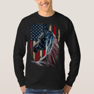 T-shirt Cheval patriotique Cheval américain Drapeau Vintag